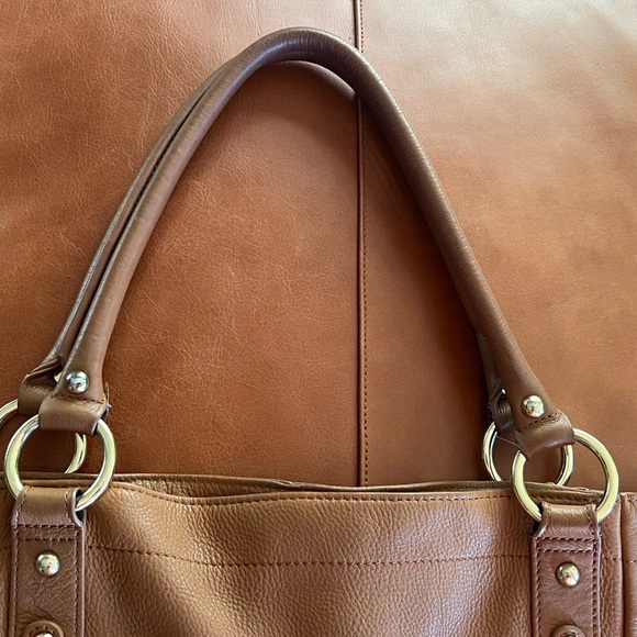 Vintage Italian Tan Pebble Leather Shoulder Bag Mila Paoli Gold-tone hardware - Picture 5 of 13